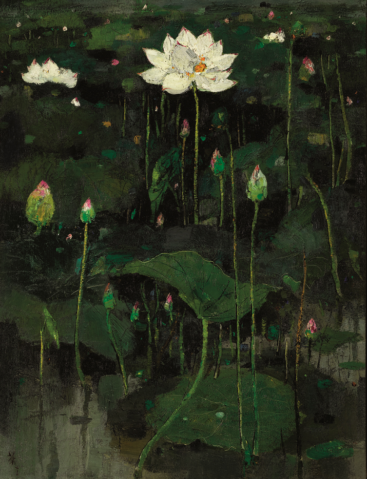 Wu Guanzhong, Lotus Flowers (I), 1974.jpg